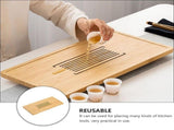 1Pc Bamboo Drain Tray for Kitchen Chocolate Color Storage Plate V1192-AZ-W-26793