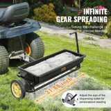 Broadcast Spreader, 100 LB Tow Behind Poly Drop Spreader with 10" Wheels, Steel Spike Aerator, V952-QYSSBJ100LBSBIQCOV0