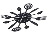 Black Kitchen Wall Clock Removable Modern Cutlery Kitchen Spoon Fork Wall Clock Home Decoration V1294-YM0523-3115210218311