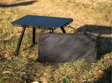Small Folding Camping Table Portable - Adjustable Height Table with Collapsible Stool and Mesh Layer V1192-AZ-W-14768