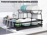CARLA HOME 2-Tier Dish Drying Rack for Kitchen Counter with Drainboard, Utensil Holder, Cup Rack & LSB-36250