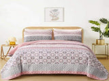 Pink Floral Stripe Bloom Bedspread Coverlet 3 Piece Set V745-AC081167Q13U