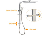 Brushed Nickel Square Twin Shower Set 12" Rain Head 3 Modes Handheld Silding Rail Wall Mixer V1233-C7121NHS002M4CNKSS112NKSQ201N