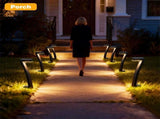 4 Pack "7" Shaped Solar Pathway Lights - Outdoor Waterproof Modern LED Landscape Stake Lights with V888-ELOSUNG55268