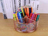 17x17x13cm Rose Gold Metal Mesh Desk Organizer Office Supplies Storage V1258-DP02-BOL-594
