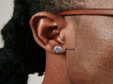 Hip Hop Earrings Men'S Earrings Large Cubic Zirconia Earrings S925 Silver - Silver - Size 2 V1106-DSZ-001-001-SLR-2