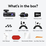 4K Front and Rear Dash Camera with WiFi GPS and Free 64GB SD Card V178-59116