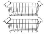 2 Pcs Freezer Wire Storage Basket PE Coated Hanging Rack Organizer Bin Black for Refrigerator V1294-YM0901-3113230263717