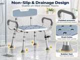 Height Adjustable Shower Chair with Arms & Back, Aluminium Bathroom Seat, 136kg Capacity V1181-HP012