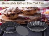 16PCS Mini Removable Bottom Tart Pans, 3" Nonstick Carbon Steel Fluted Cake Molds, Flower Shape Mini V1369-AZ3-W-08634