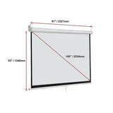 100 Inch 169 Manual Pull Down Outdoor Projector Projection Screen Theater Movie V63-835431