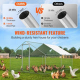 VEVOR Large Metal Chicken Coop, 3x3.93x1.99 m Walk-in Chicken Runs for Yard with Cover, Spire Roof V952-BRSJP4X3X2MJBQGL6V0