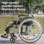 EQUIPMED 24 Inch Portable Folding Wheelchair 24" Mobility Wheel Chair Alloy, Senior Elderly Aid V219-AGCWCREMQA06Q