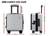 Wanderlite 20" Luggage Suitcase Front Pocket Travel Carry On Dual TSA Silver LUG-ABS-POK-20-SV