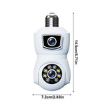 Pan Tilt Security Double-Lens Pro HD 2K Light Cameras, 360 Degrees Bulb Wireless Wi-Fi IP V1366-AZ2-W-26315