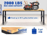 Adjustable Workbench, 1220 x 508 x 968 mm Garage Table with 719-968 mm Heights & 900 kg Load V952-LDSGZTSM4820V400PV3