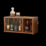 Bamboo Dustproof Cup Storage Cabinet with Sliding Acrylic Door V488-SCM-BN