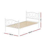 Artiss Bed Frame Single Size Metal Frame GROA MBED-C-GROA-S-WH-AB