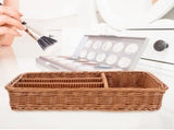 Chocolate Rattan Cutlery Tray 4 Deep Compartments for Kitchen Storage V1192-AZ-W-24947