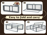 i.Pet Chicken Coop Large Portable Wooden Rabbit Run Cage Hutch Outdoor Folding Hen House 110cm PET-GT-RRPC-2