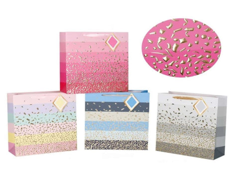bulk 24 Large Confetti Luxe Gift Bag 4 Asst 26x32cm V637-WRP38803