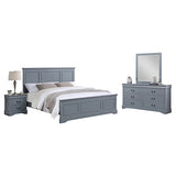 4 Pieces Bedroom Suite in Solid Wood & MDF King Size Grey Colour Bed, Bedside Table & Dresser V43-BDS-SPNC-4PC-DRS-K