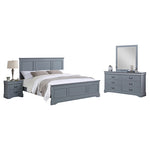 4 Pieces Bedroom Suite in Solid Wood & MDF Queen Size Grey Colour Bed, Bedside Table & Dresser V43-BDS-SPNC-4PC-DRS-Q