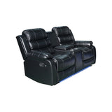 Chelsea 2R Seater Finest Leatherette Recliner Feature Console LED Light Ultra Cushioned V43-REC-CHLS2RBL