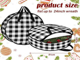 4 Pieces Christmas Wreath Storage Bag Round Buffalo Plaid Wreaths Storage Container Large Zippered V1366-AZ2-W-03418