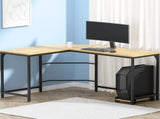 Artiss Computer Desk L-Shape CPU Stand Oak 147CM MET-DESK-L-003-OAK