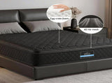 Giselle Bedding Double Mattress 34cm Euro Top with 5-Zone Pocket Spring Support Black MATTRESS-E-MUSE-34-D