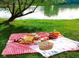 Country Style Wicker Picnic Basket Hamper With Lid And Handle & Liners For Picnic, Parties V1263-JX-1881