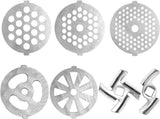 7 Piece Stainless Steel Meat Grinder Plates & Blades for Food Chopper & Meat Grinder V1188-CYX-DP-193