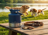 Pawstock 3-in-1 Insulated Dog Water Bottle with Dual Bowls 1L Stainless Steel Travel Bottle - Navy V1242-PAW1361N