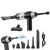 4-in-1 Handheld Car Vacuum Cleaner Portable Cordless Air Duster with LED Light for Car Home Office V1263-JX-7246-1