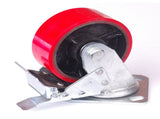 4x 5 inch Industrial 2000KG Swivel Brake Locking Caster Castor Wheels Casters 2x swivel 2x fixed V324-4X-5IN-RD-WHEEL