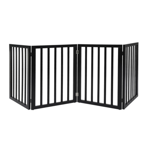 PaWz 4 Panels Wooden Pet Gate Dog Fence Black 600x 3MM PT1060-4-BK