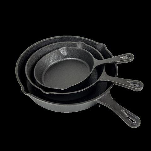 Pre Seasoned Cast Iron Skillet Fry Pan Set 3 Pcs Frying Pan Set V63-835331