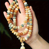 108 Bodhi Root Bracelet, 8mm Sutra-Worn Multi-Loop Long Beads, Zen Meditation Buddhist Prayer Beads V1232-PTLHPSL001