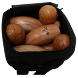 Natural Wooden Skittles Game Set with Carry Bag - 9 Hardwood Skittles and 3 Wooden Balls V178-68946
