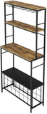 CARLA HOME Large Wine Rack for 20 Bottles with Wood Countertop and Sturdy Metal Frame LSB-36135