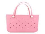 Waterproof Hexagon Mesh Beach Bag Large Capacity Travel Storage Tote for Swimwear Towel Sunglasses V1258-BAG-HS04-L-PNK