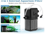 Adjustable Aquarium Filter 600L/H Aquarium Pump, Ultra-Quiet Internal Aquarium Filter Suitable For V1188-MS-227-2316