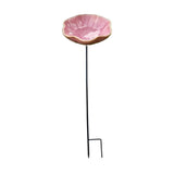 Colorful Glazed Ceramic Butterfly Water Dish With Ground Metal Stake, Shallow Pollinator Drinking V1366-AZ2-W-16890