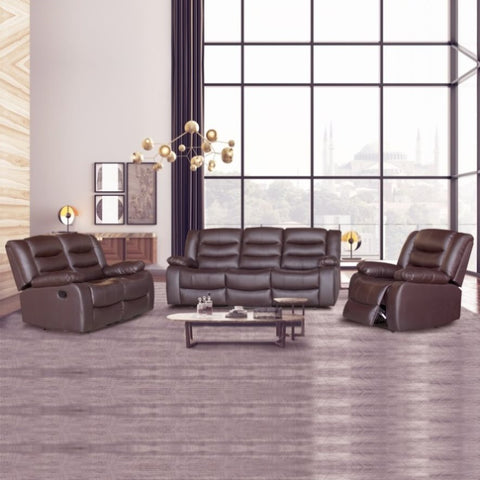 3+2+1 Seater Recliner Sofa In Faux Leather Lounge Couch in Brown V43-SET-FAN-3+2+1-BR