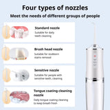 Wireless electric water toothbrush set, equipped with 4 nozzle heads - 360&deg rotatable nozzles, USB V1105-YAQJY-001