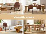 Artiss 4x Dining Chairs Retro PU Leather Kitchen Lounge Cafe Accent Chair Brown DINC-B-B04-BRX4
