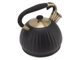 3.5L Whistling Tea Kettle, Stainless Steel Pumpkin Shape Tea Pot, Stovetop Teapot, Black V1263-JX-3010