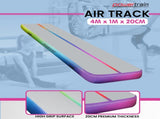 Powertrain Airtrack 20cm Thick 4m x 1m Inflatable Gymnastics Tumbling Mat Air Track - Rainbow IFM-0401-RB