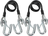 2 Packs 44-1/2'' Trailer Safety Cables, Vinyl-Coated Coiled Towing Chain, 7/16'' Snap Hooks with V1259-DP01-A-883
